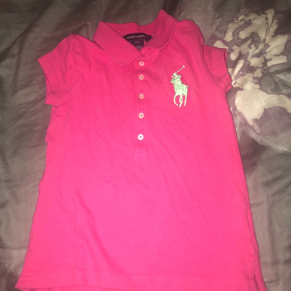 Girls pink and green polo shirt 6x